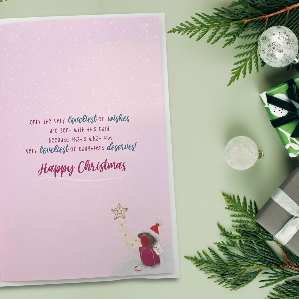 Daughter Christmas Card - Barley Bear & Penguin