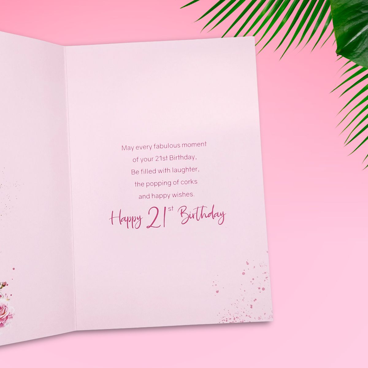 21st Birthday Card - Bubbly & Gifts