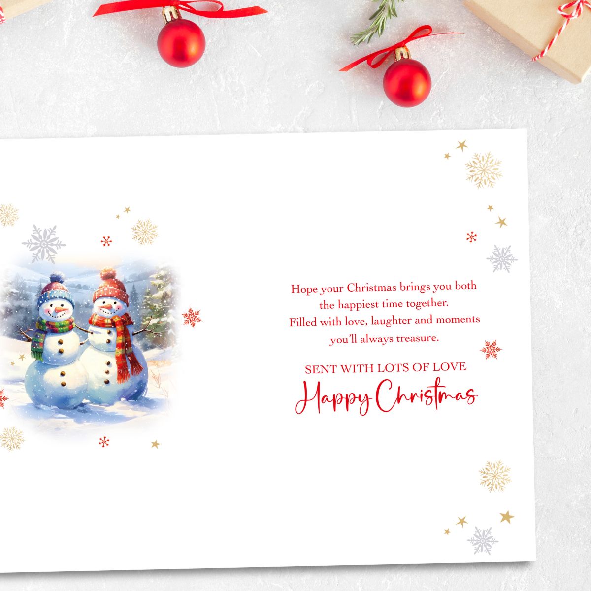 Son & Partner Christmas Card - Snowmen