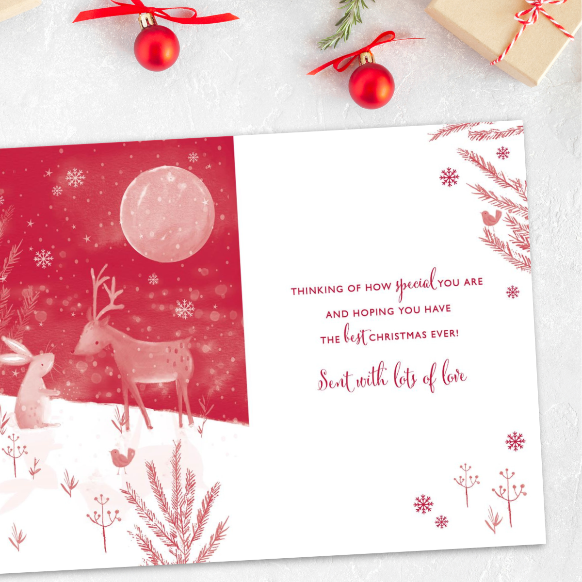 Granddaughter Christmas Card - Deer & Rabbit