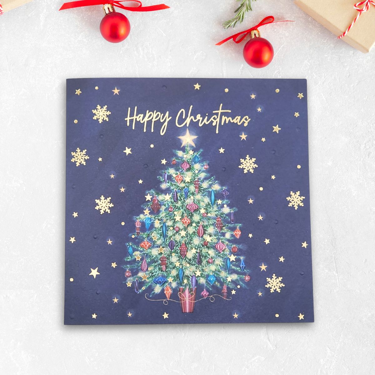 8 x Christmas Cards In Box - Decorated Tree
