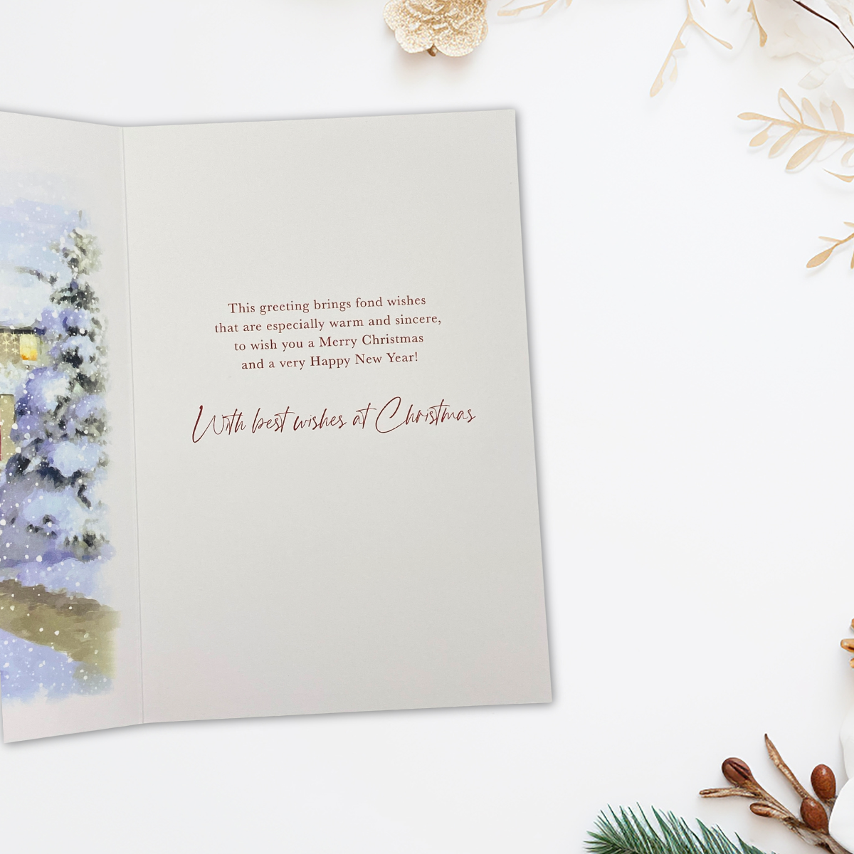 Open Christmas Card - Snowy Barrow