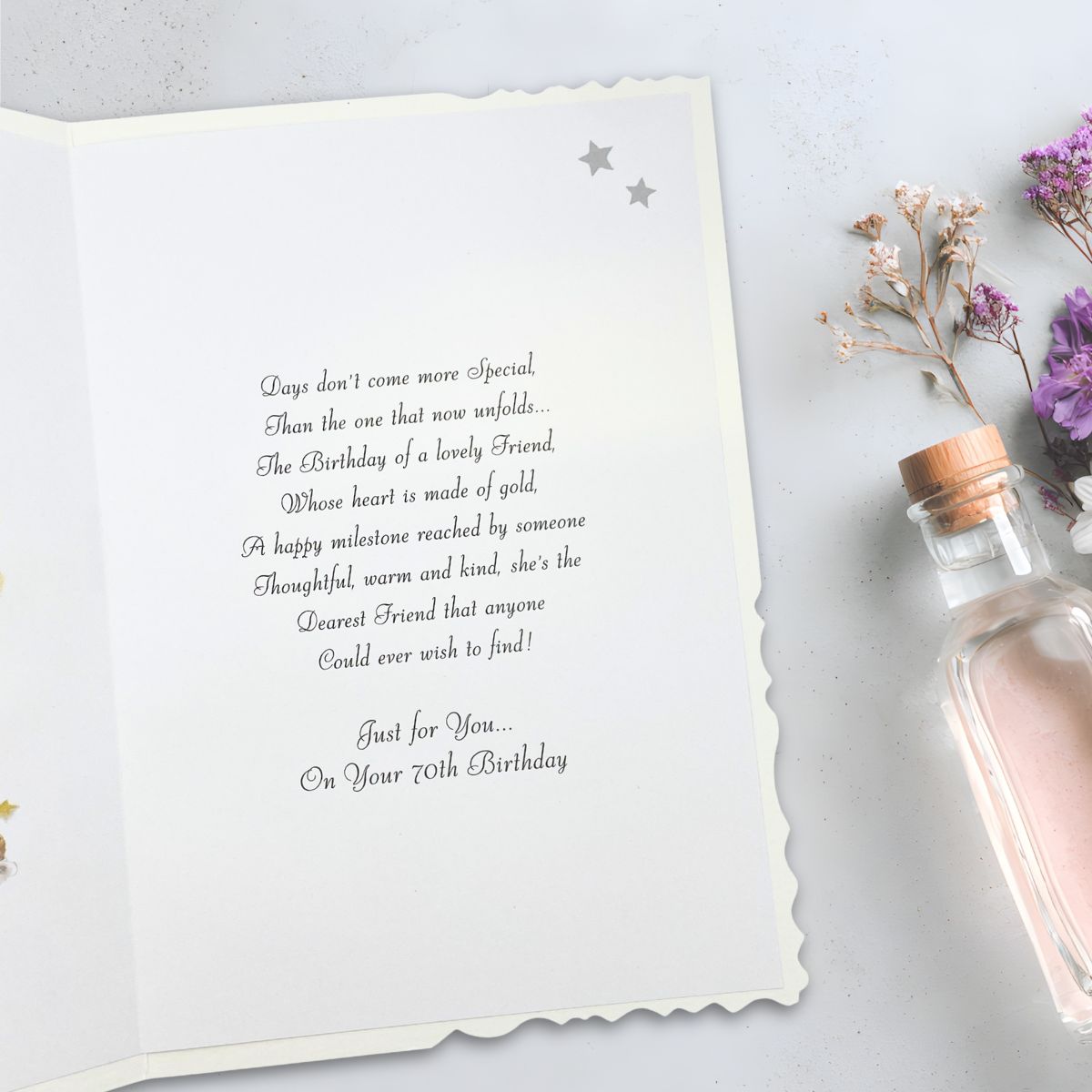 Friend 70th Birthday Card - Velvet Champagne Cocktail