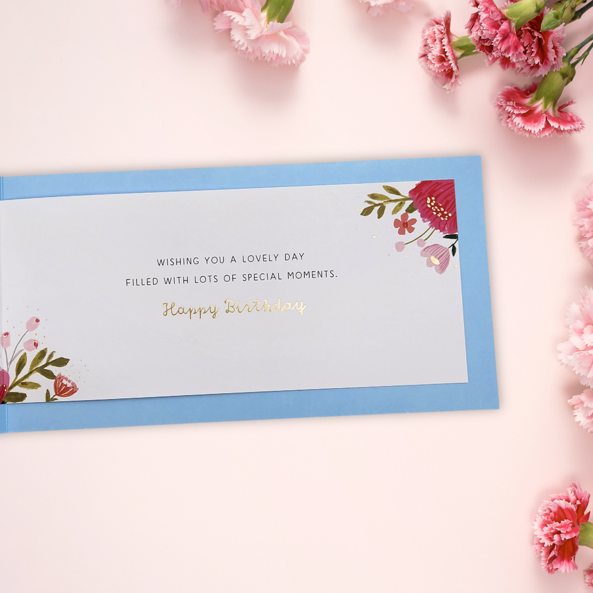 Friend Birthday Card - Landscape Floral Text