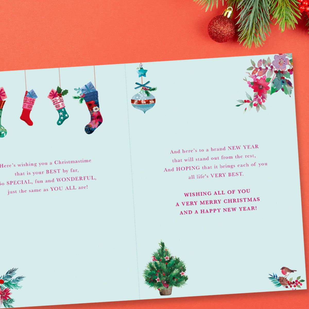 To All Of You Card - Decorated Stockings