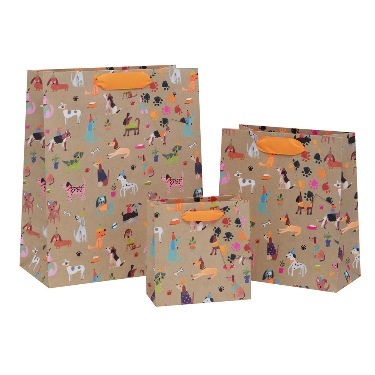 Gift Bag Small - Neon Dogs Kraft