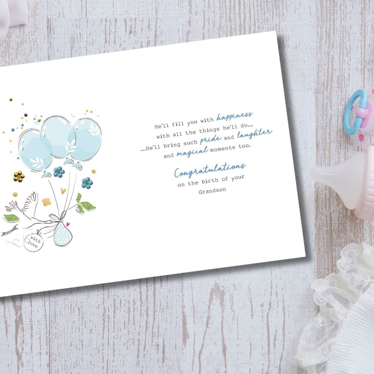 Birth Of Grandson Card - Sabina Stork