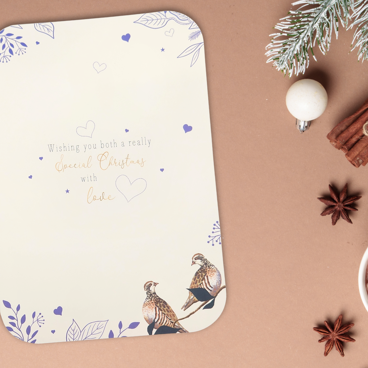 Both Of You Christmas Card - Partridges In A Pear Tree