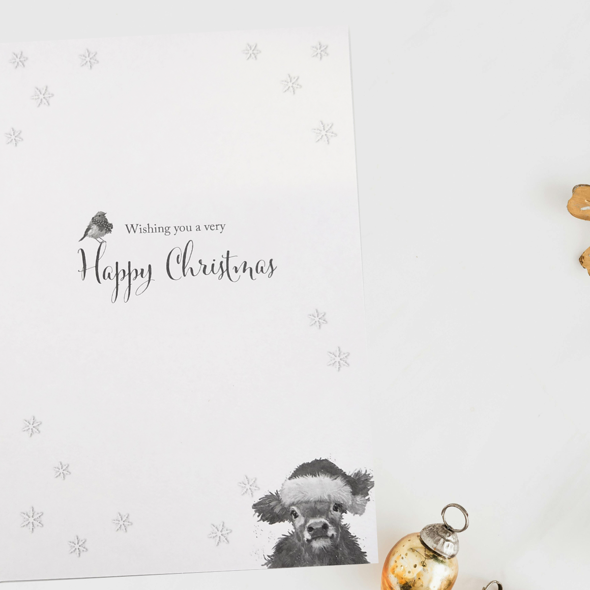 Friend Christmas Card - Highland Cow & Robin