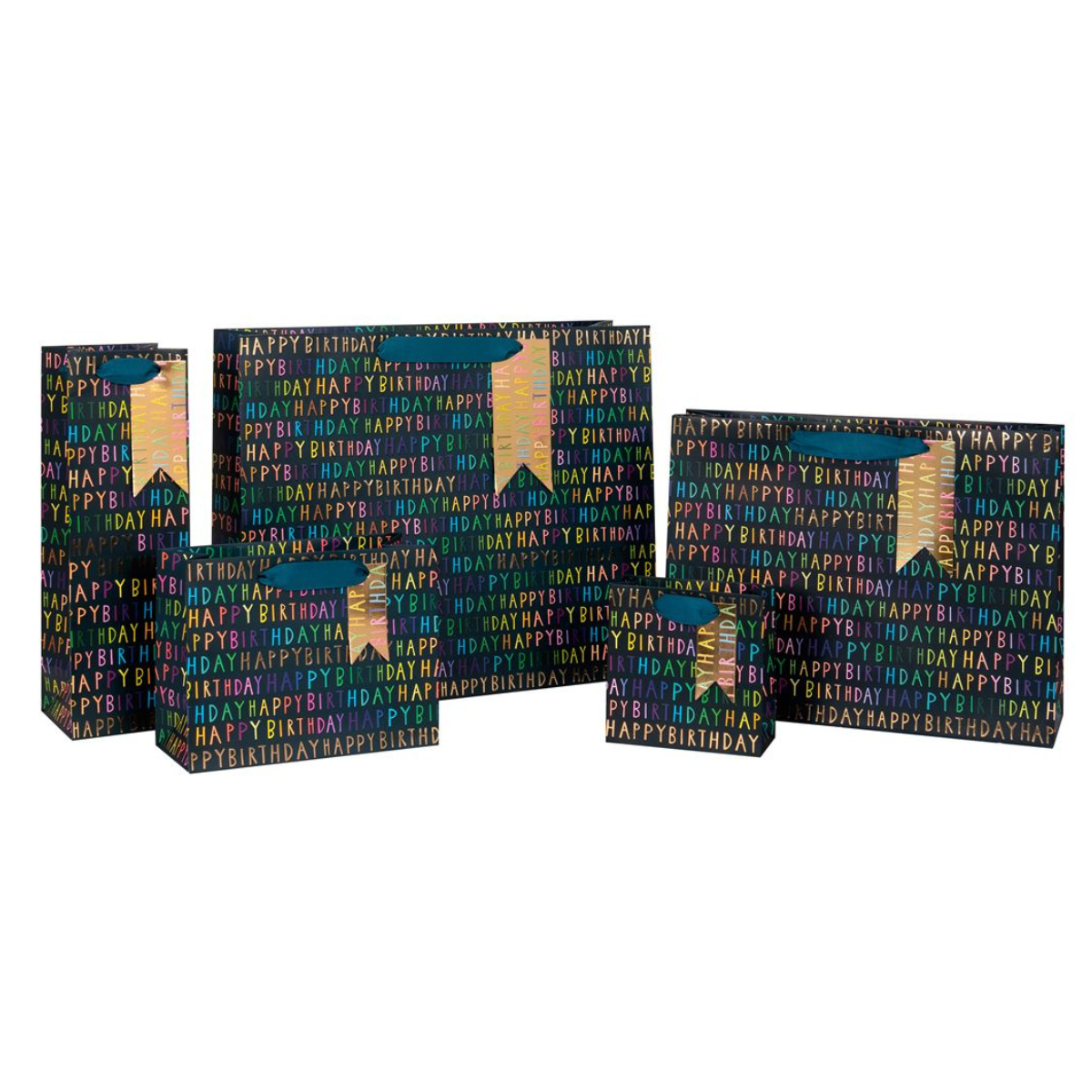 Gift Bag Small - Happy Birthday Neon Navy