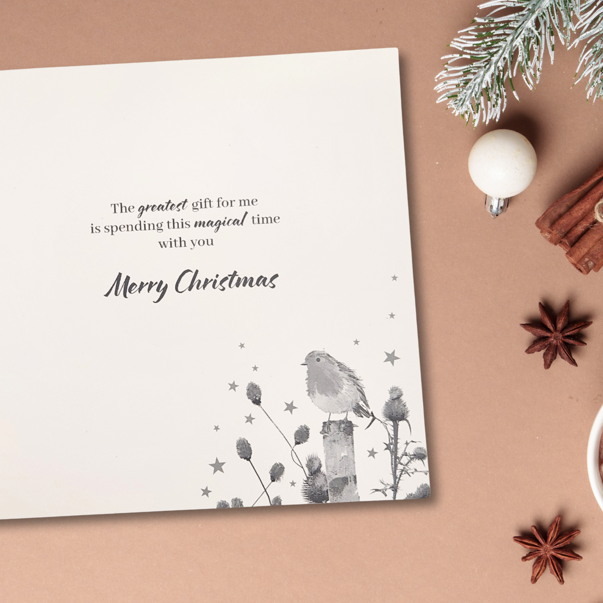 Husband Christmas Card - Highland Cow & Robin