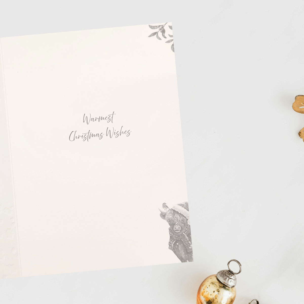 Open Christmas Card - Decoupage Highland Cow
