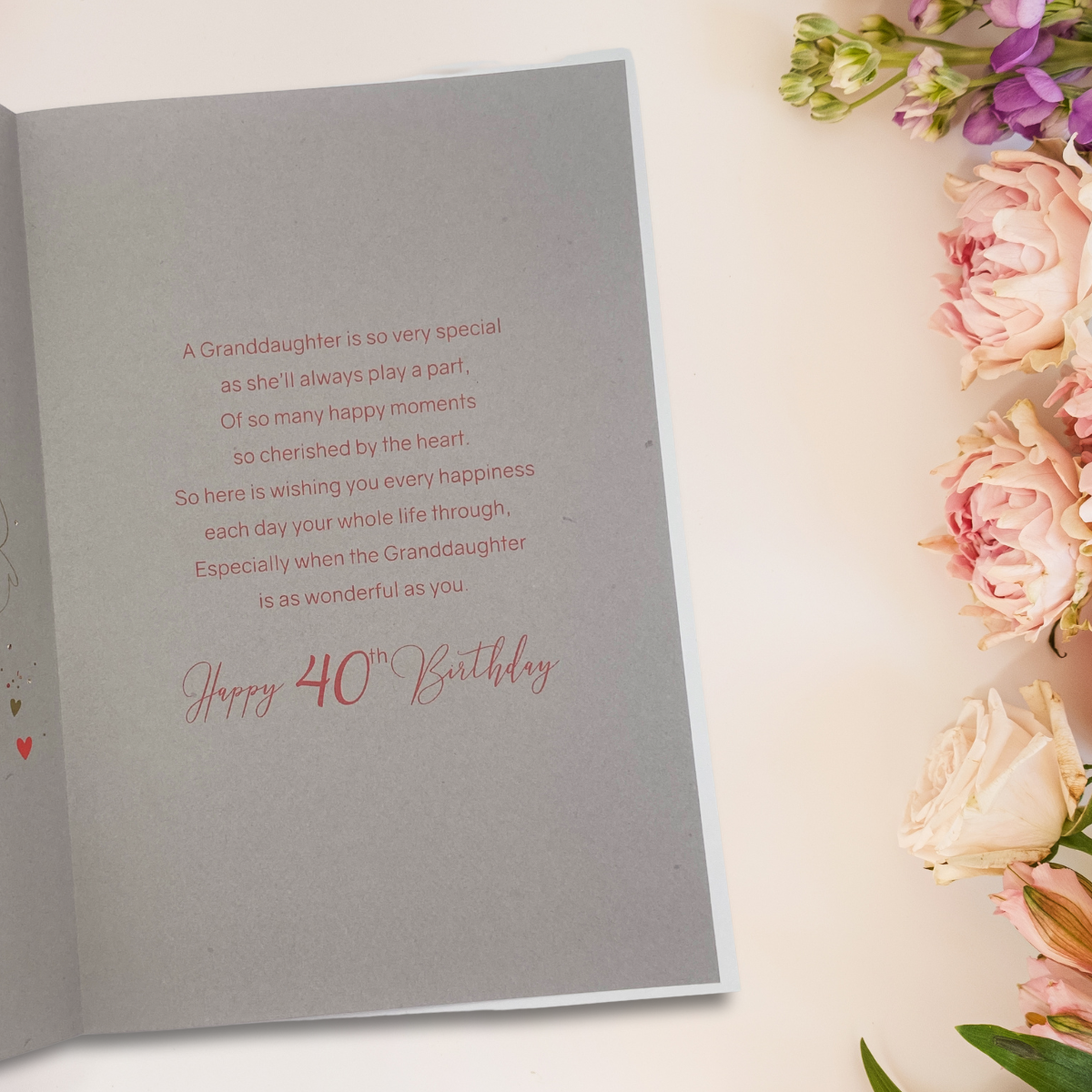 Granddaughter 40th Birthday Card - Grace Pretty Florals