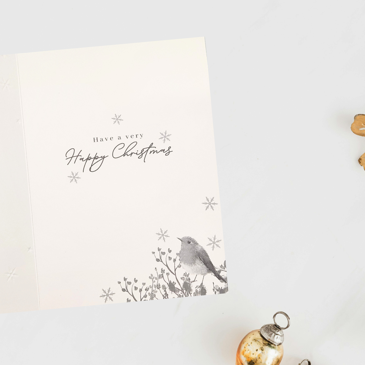 Open Christmas Card - Decoupage Robins & Lantern