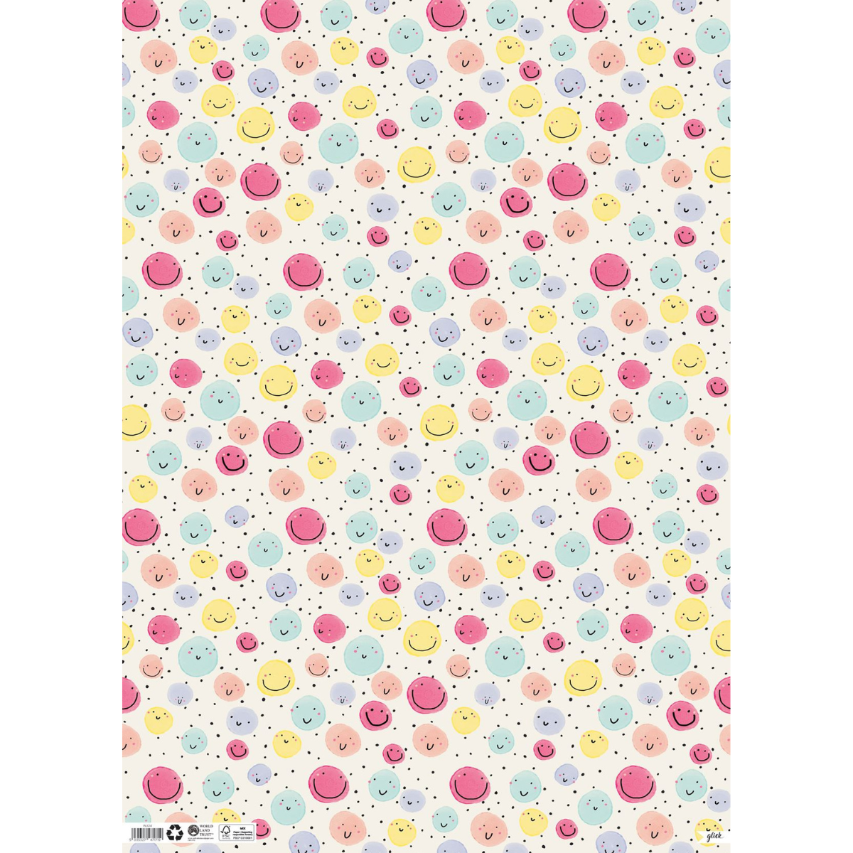 Giftwrap - Luxury Giggle Piggle Smiley Faces Wrapping Paper