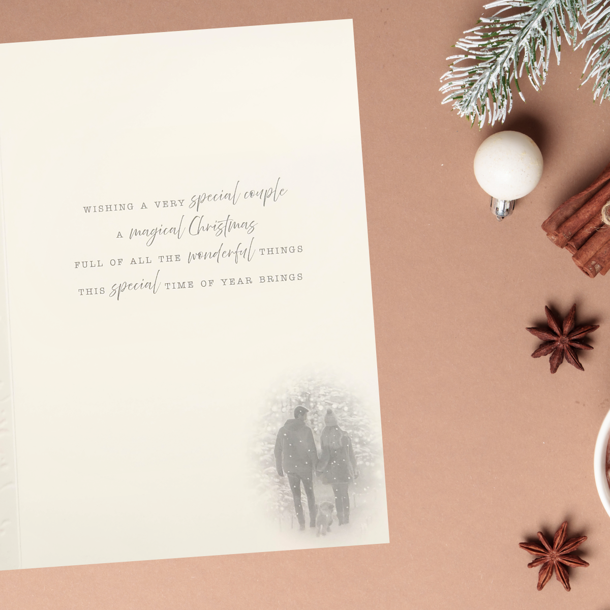 Daughter & Son-In-Law Christmas Card - Decoupage Snowy Stroll