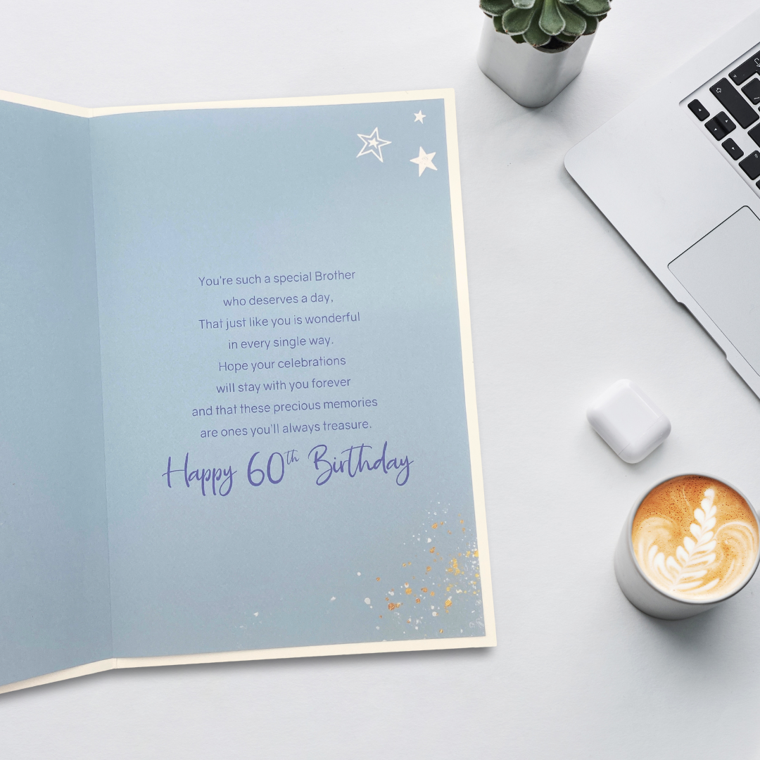 Brother 60th Birthday Card - Wine & Balloons