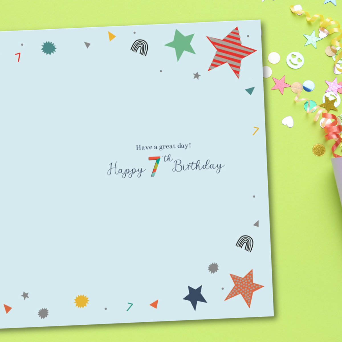 Great Grandson 7th Birthday Card - Stars