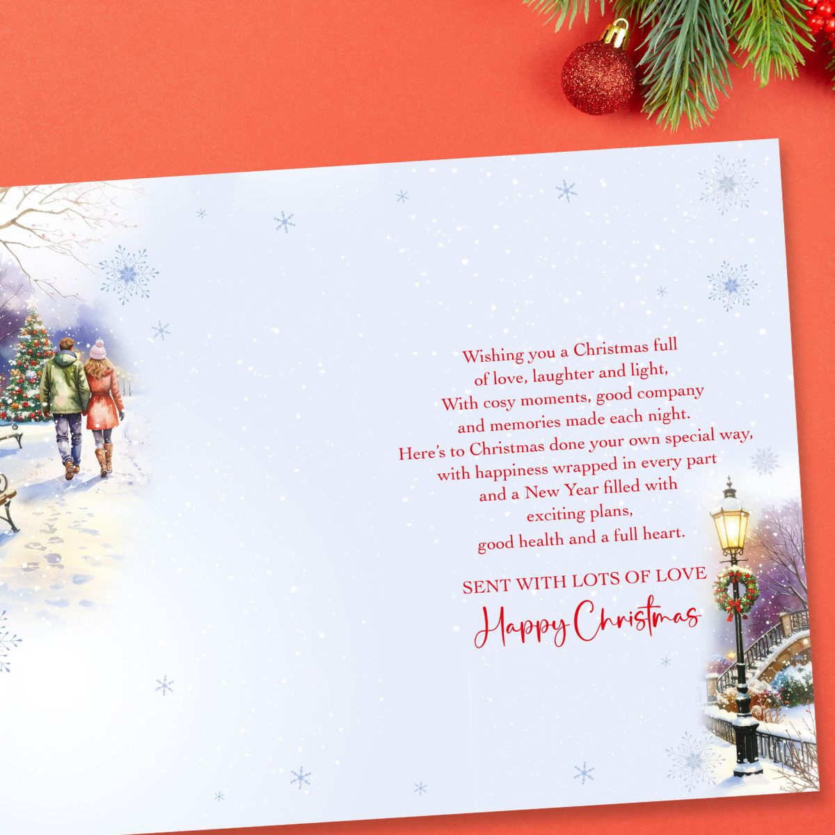 Son & Daughter In Law Christmas Card - Snowy Stroll