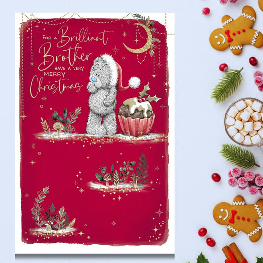 Brother Christmas Card - Me To You Bears & Christmas Pudding