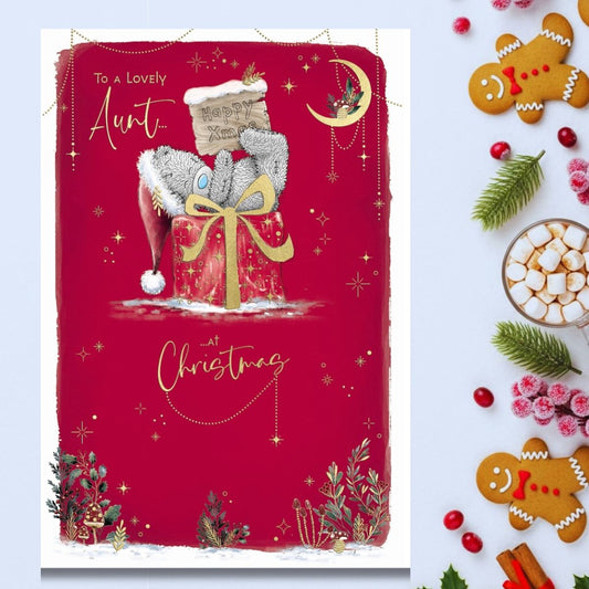 Aunt Christmas Card - Me To You Bear On Gift