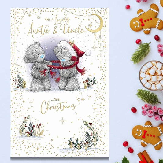 Auntie & Uncle Christmas Card - Me To You Bears Putting Scarf On
