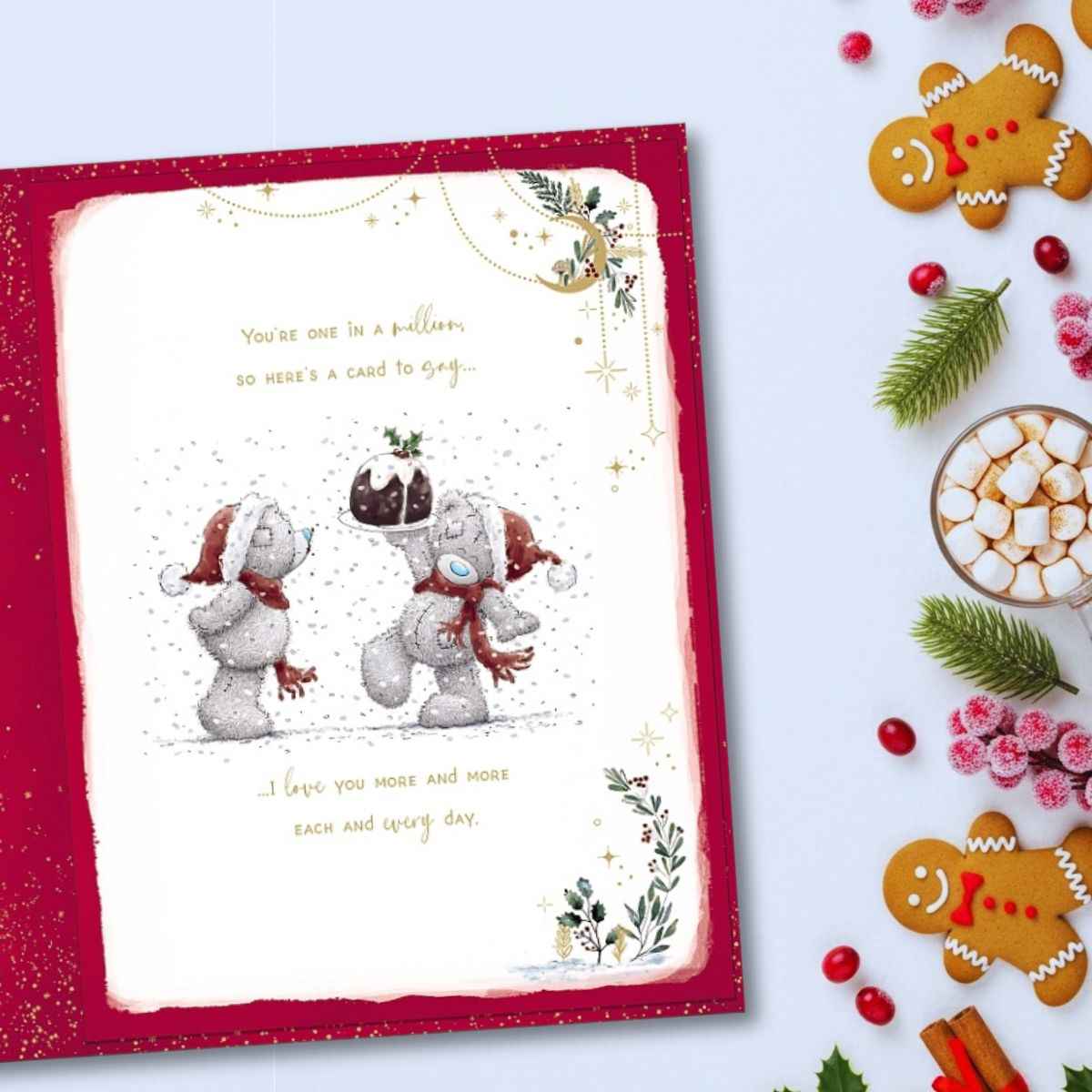 Girlfriend Boxed Christmas Card - Me To You Bears With Xmas Pudding