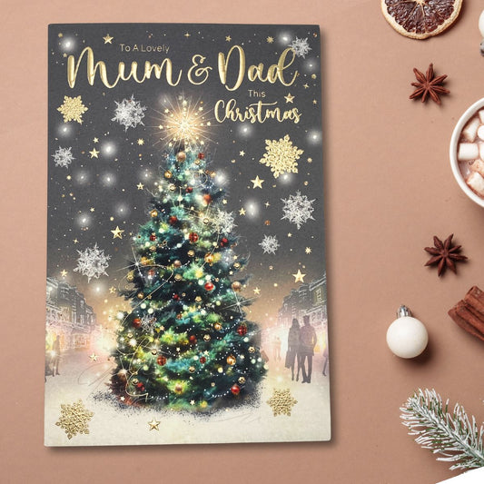 Mum & Dad Christmas Card - Festive Tree