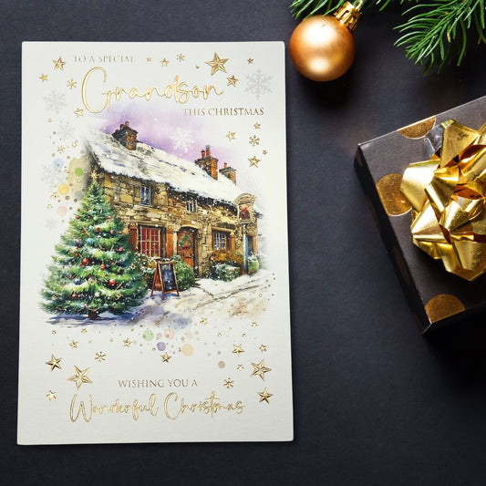 Grandson Christmas Card - Festive Town