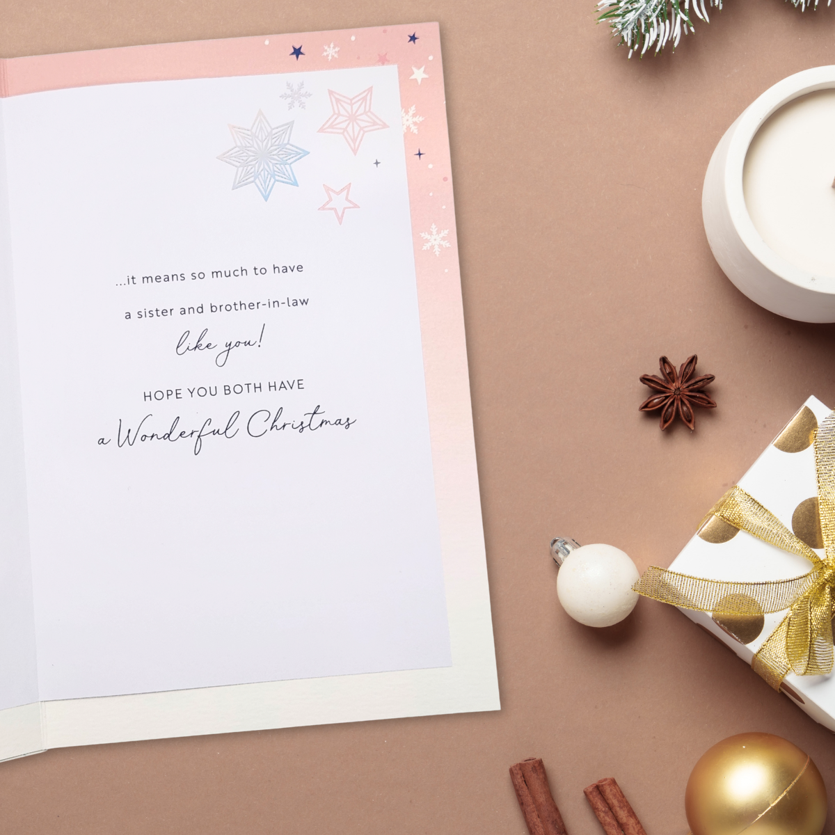 Sister & Brother-In-Law Christmas Card - 3-Fold Holographic Stars