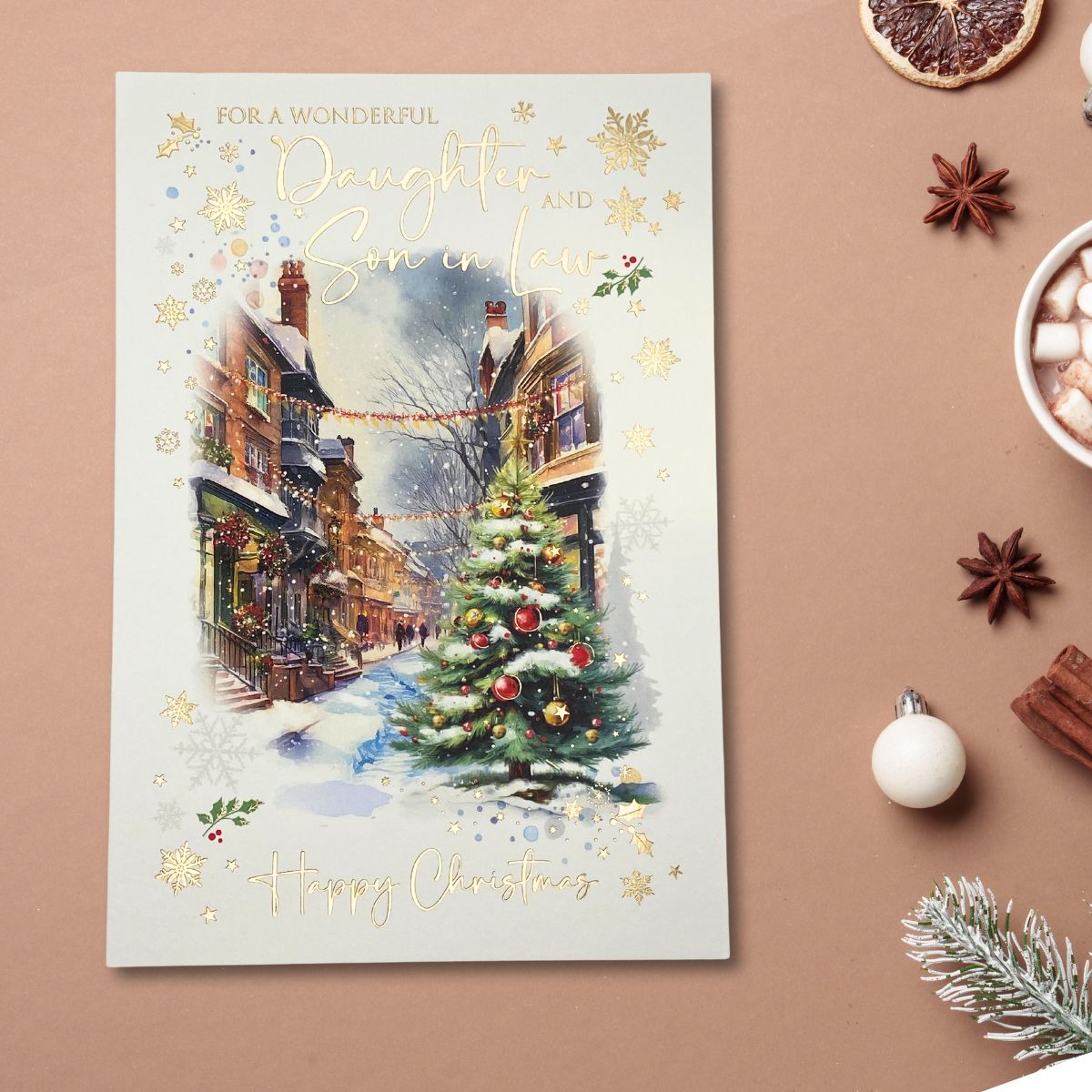 Daughter & Son-In-Law Christmas Card - Festive Town