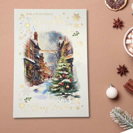Daughter & Son-In-Law Christmas Card - Festive Town
