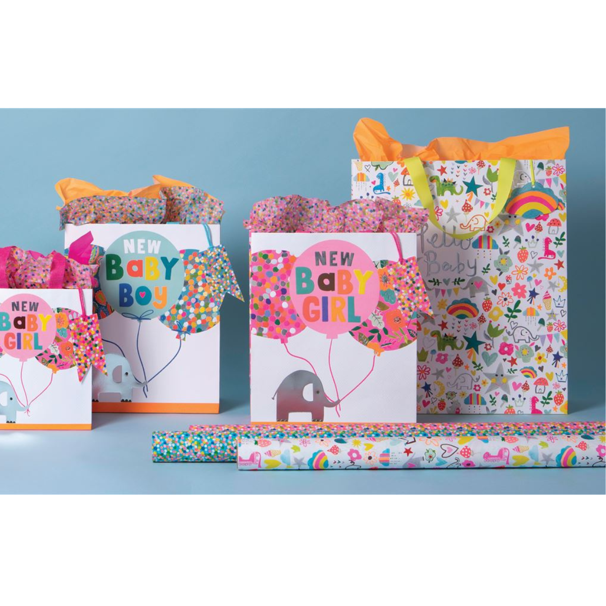 Gift Bag Medium - Baby Blue Elephants