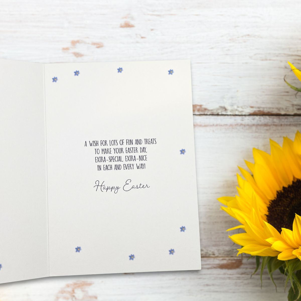 Open Easter Card - Bunny & Spring Flowers