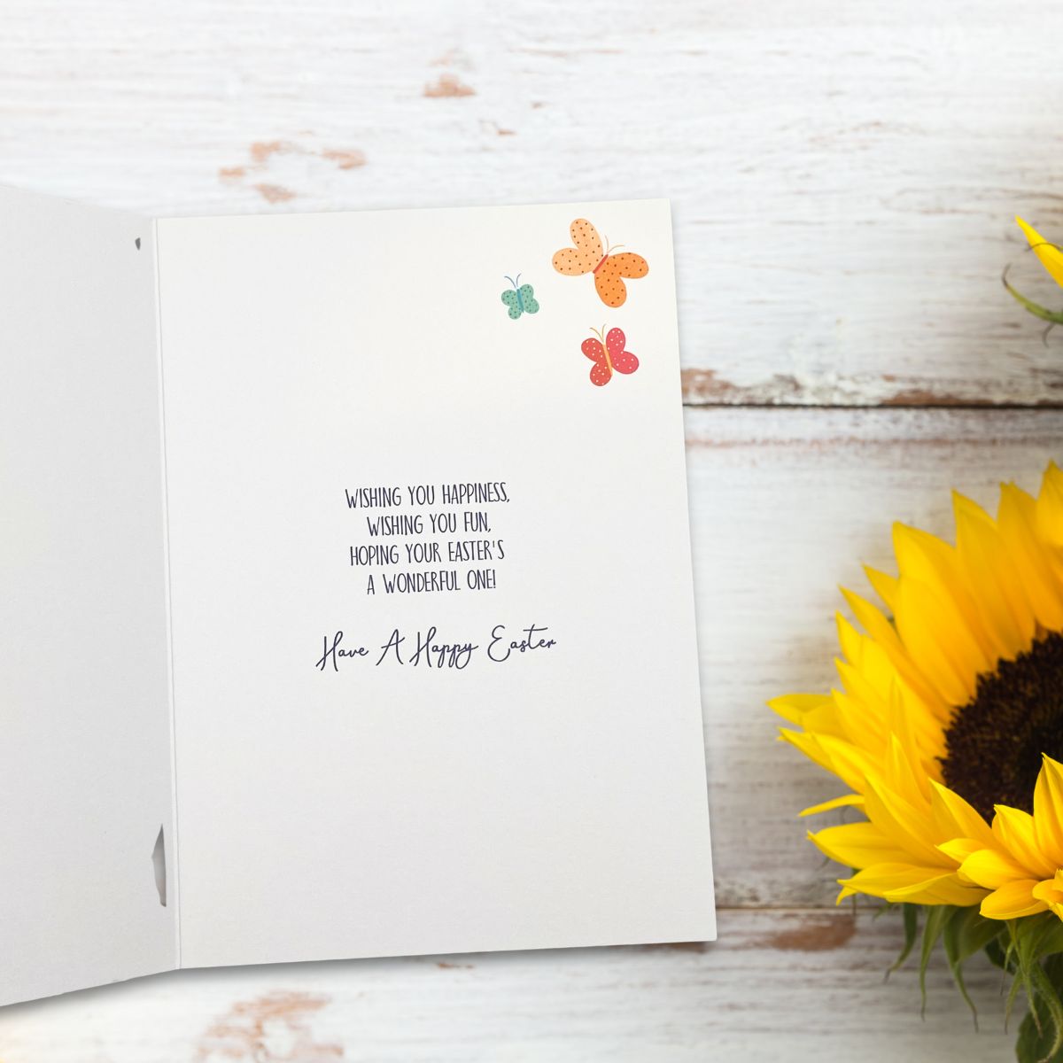 Open Easter Card - Duckling & Flowers