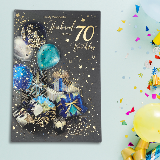 Husband 70th Birthday Card - Grayson Balloons & Gifts