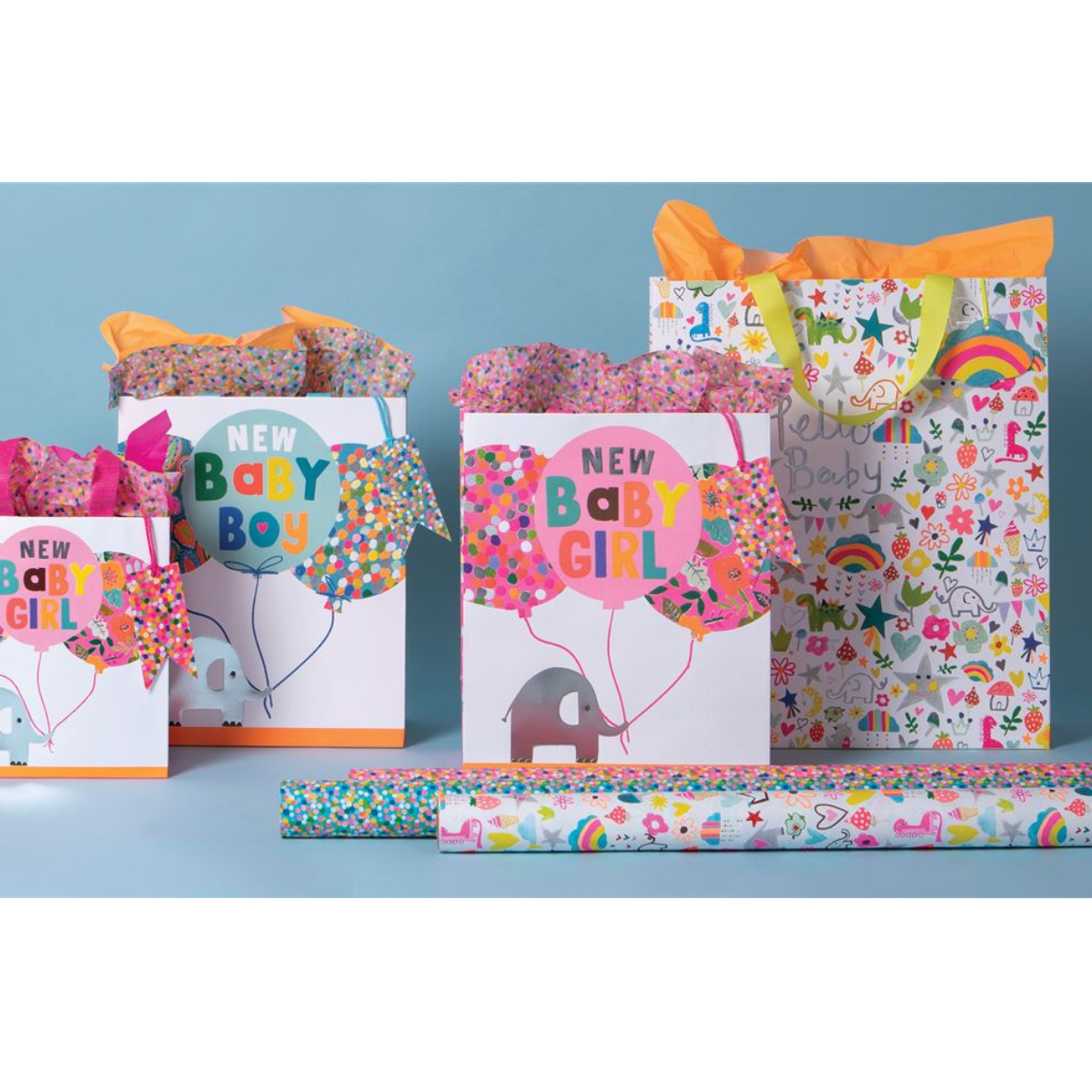 Gift Bag Large - Baby Blue Elephants
