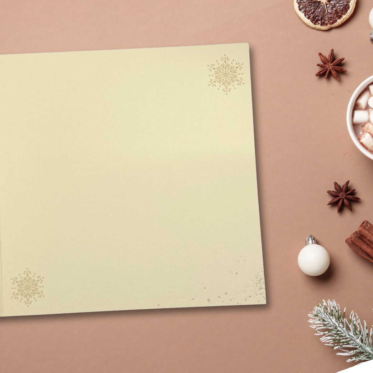 Open Christmas Card - Baubles & Roses