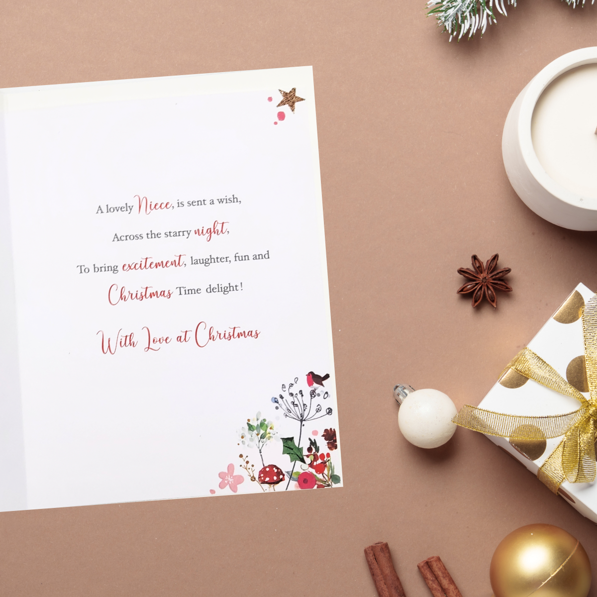 Niece Christmas Card - Merry & Bright
