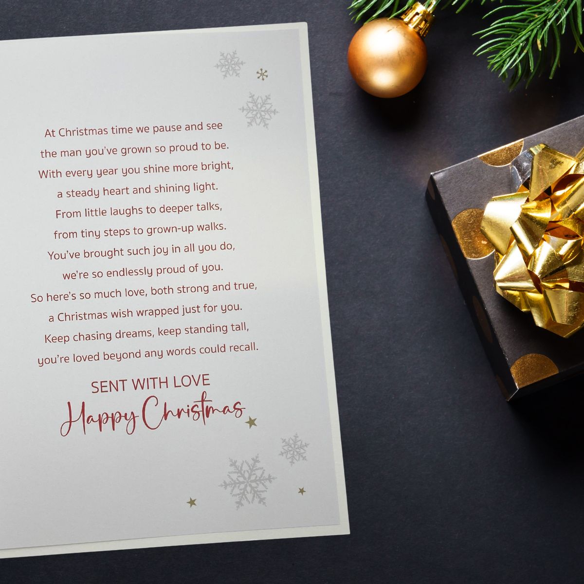 Son Large Christmas Card - Gifts & Balloons