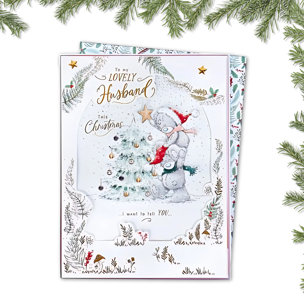Husband Boxed Christmas Card Me To You Bears Decorating Tree The