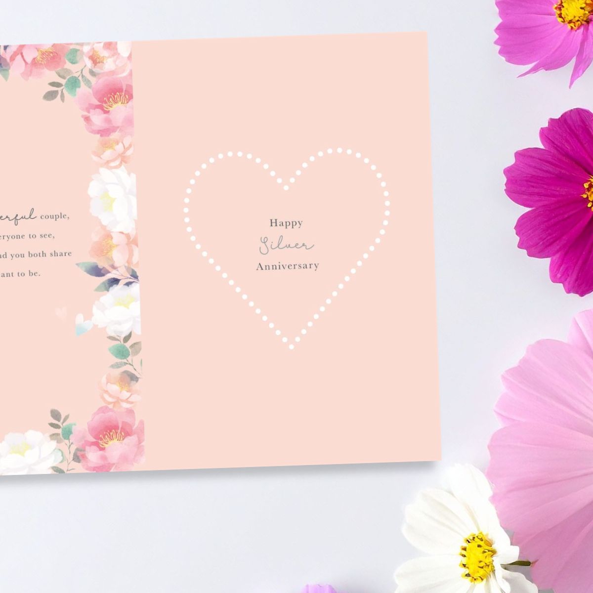 Daughter & Son-In-Law Silver Wedding Anniversary Card - 25th Sentiments Hearts