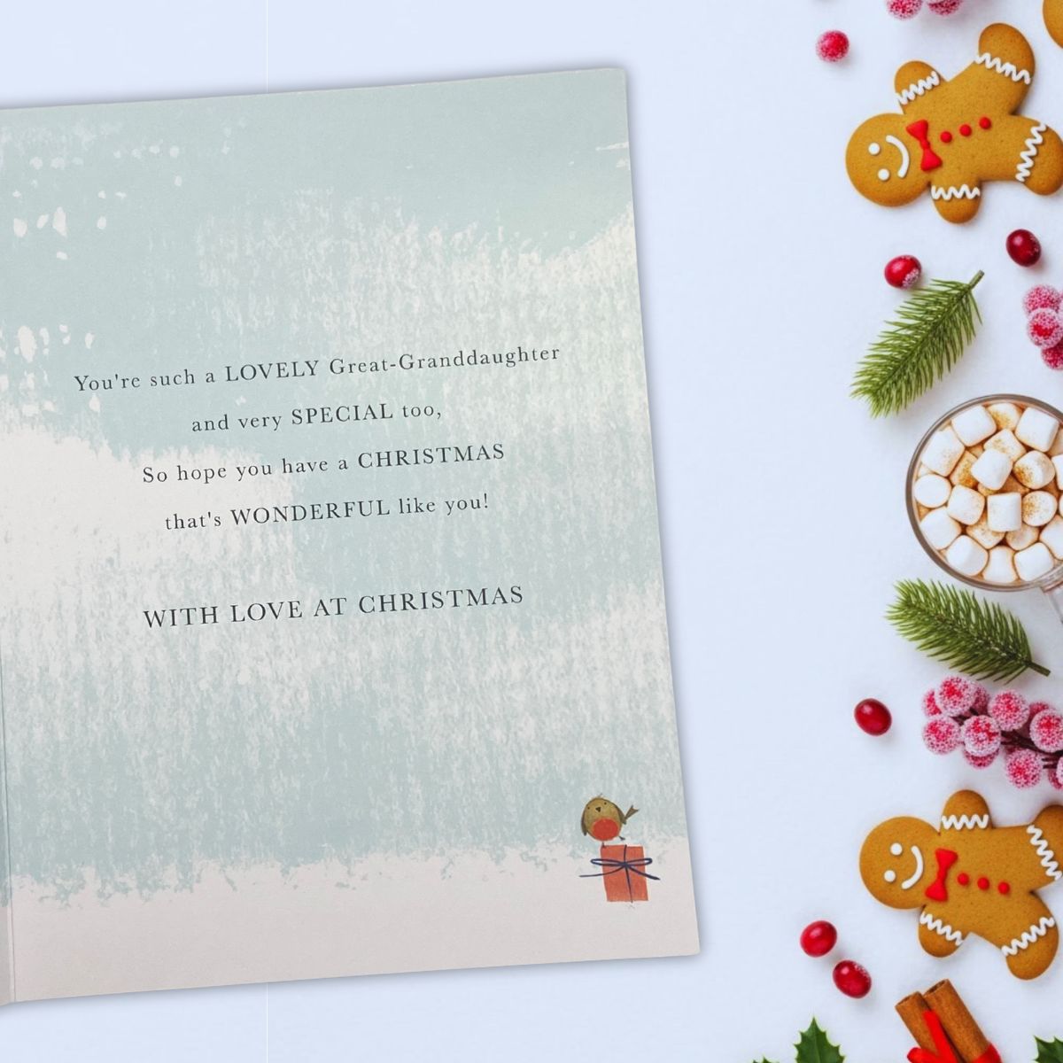 Great Granddaughter Christmas Card - Girl On Moon