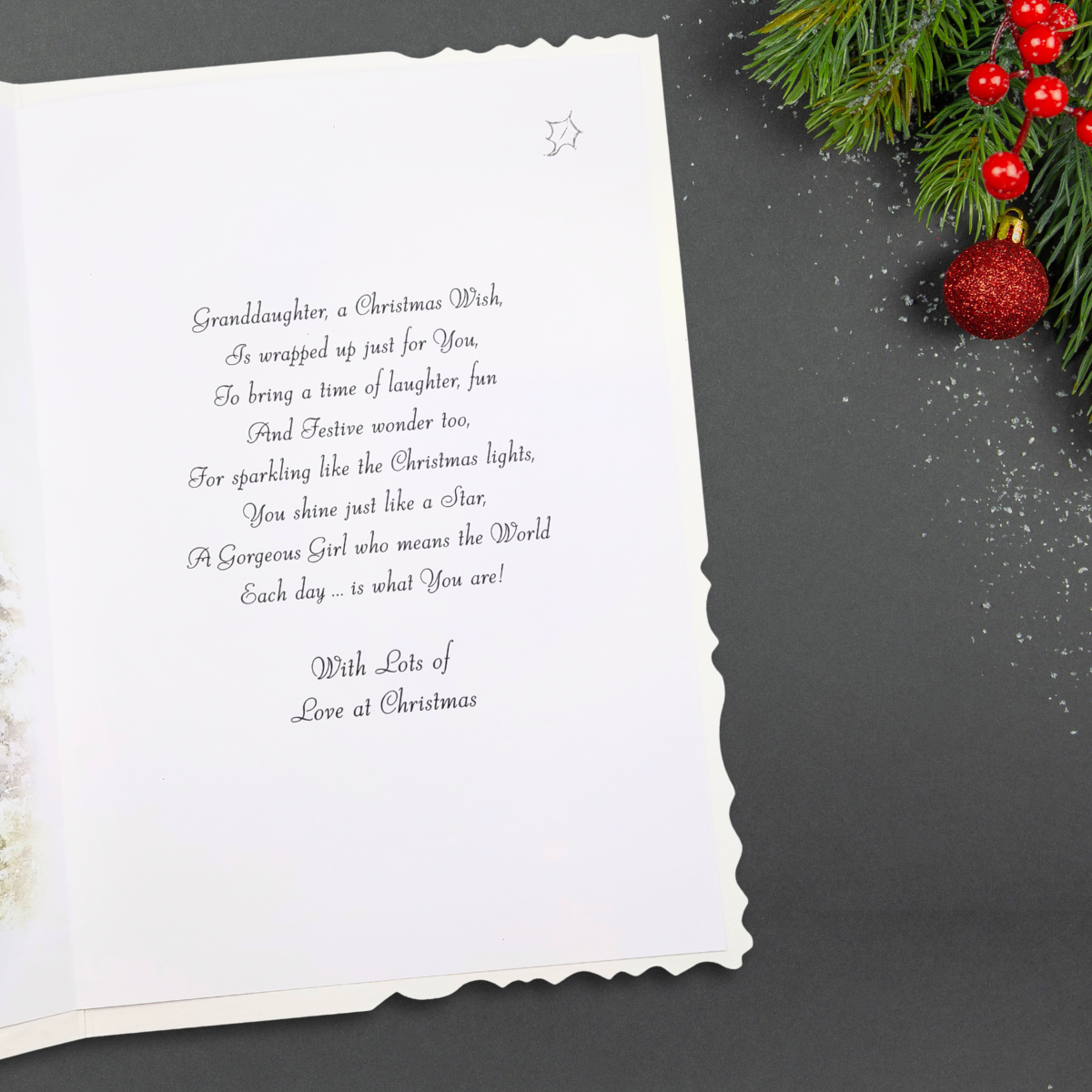 Granddaughter Christmas Card - Velvet Stable & Snowman