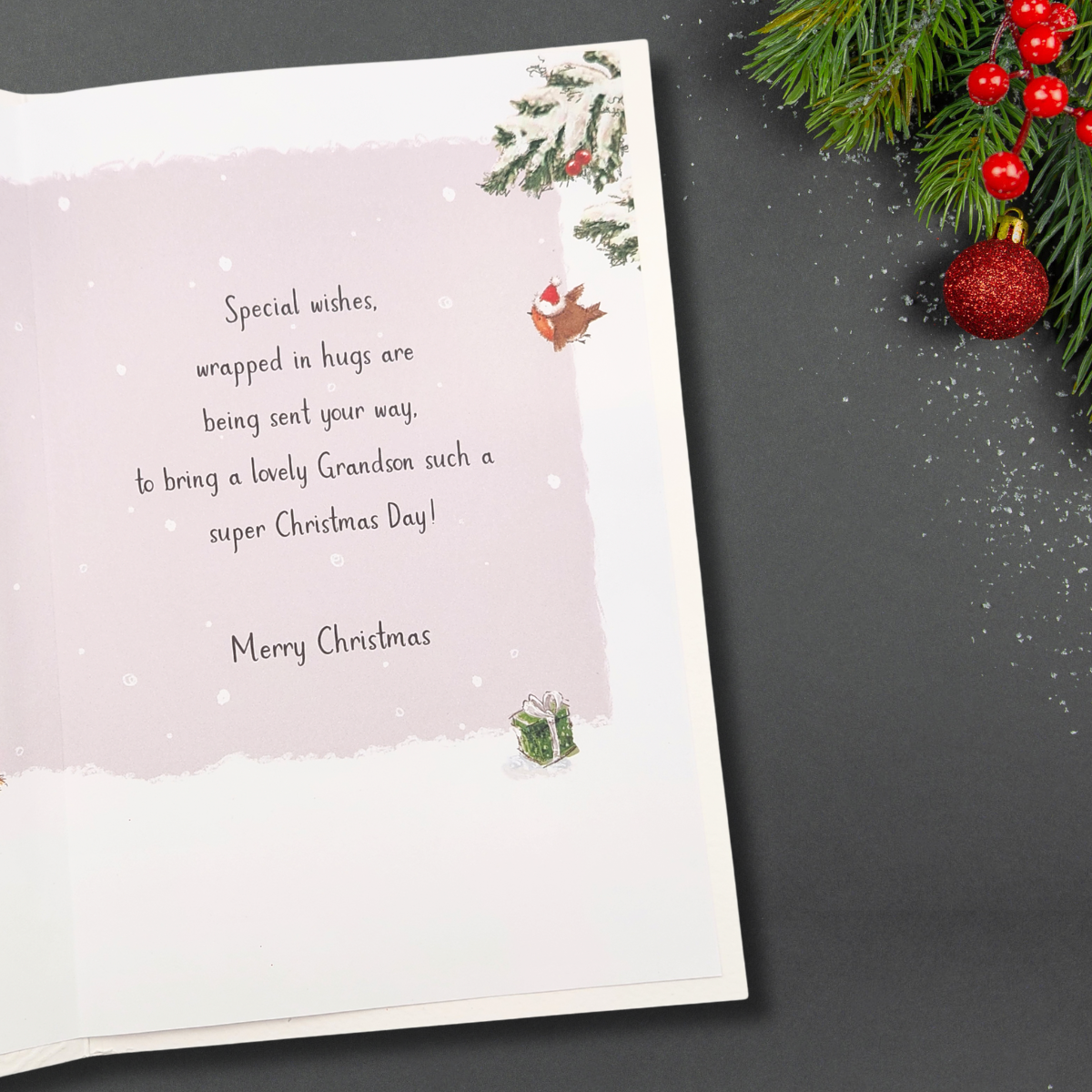 Grandson Christmas Card - Woodi Bear