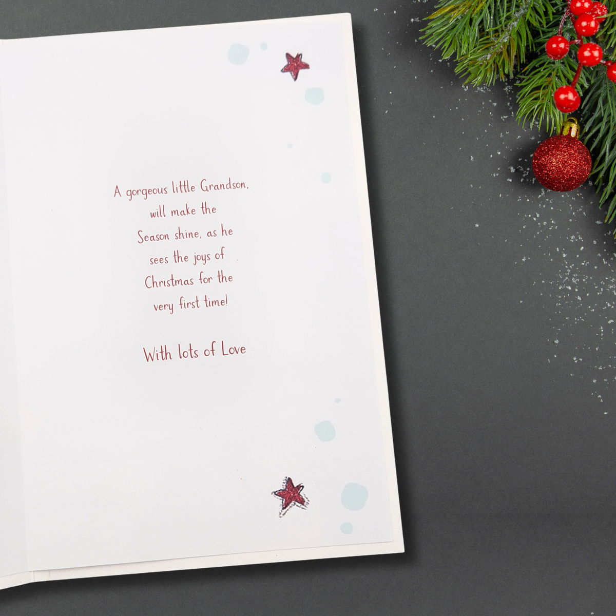 Grandson 1st Christmas Card - Poppets