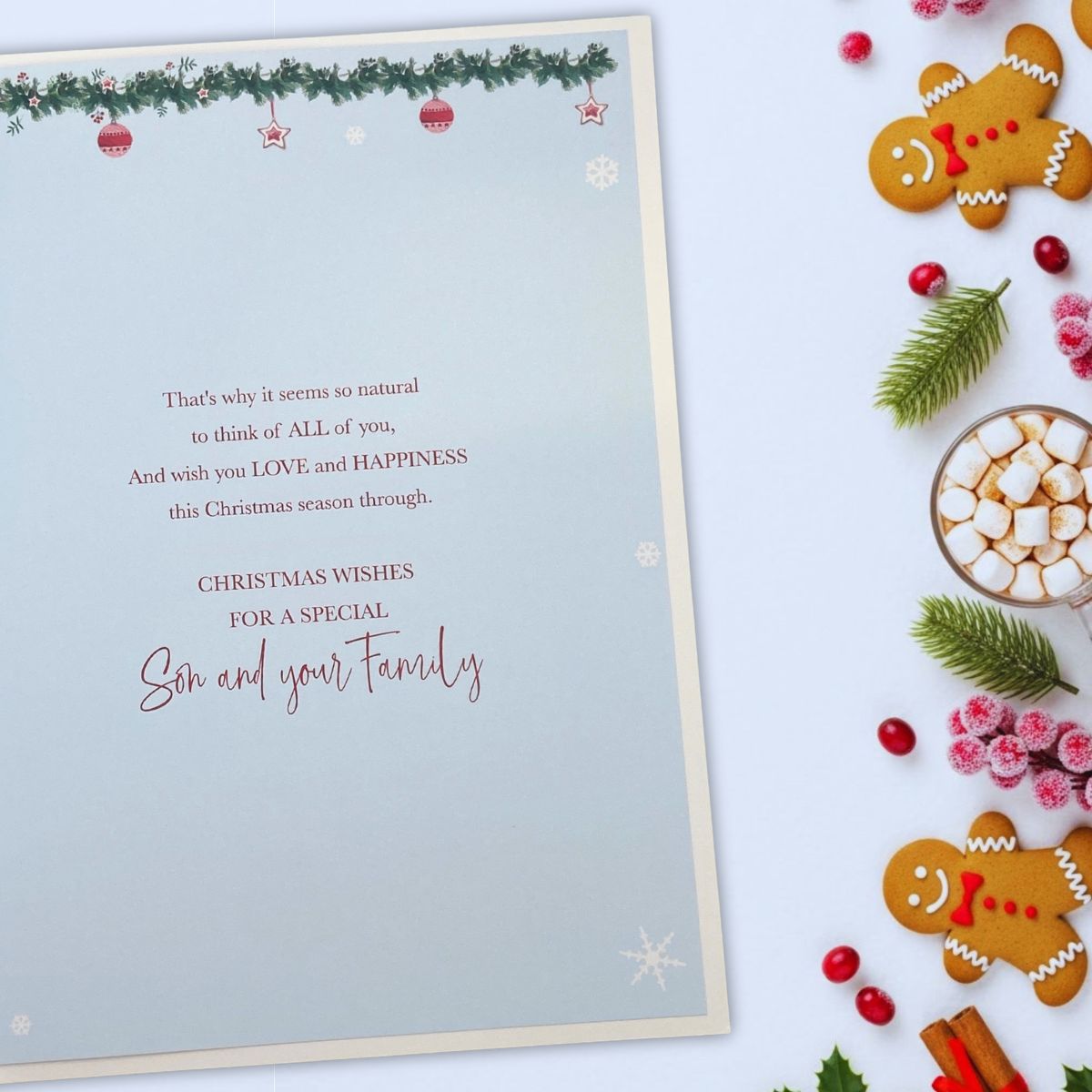 Son & Family Christmas Card - Robin Festive Tree