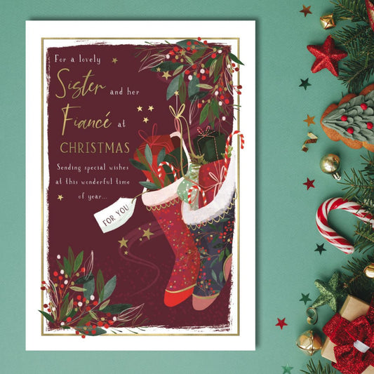 Sister & Fiancé Christmas Card - Skylight Stockings