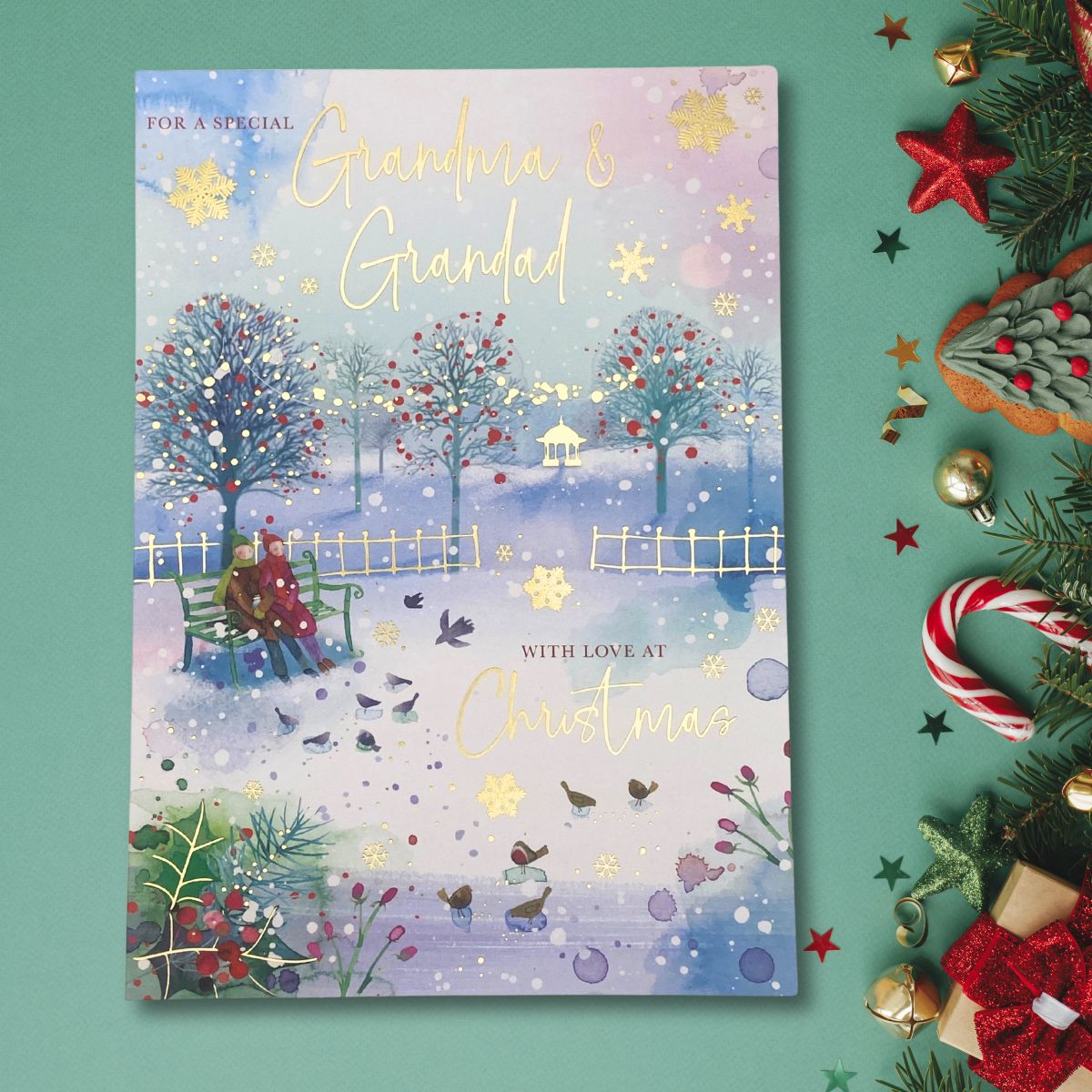 Grandma & Grandad Christmas Card - Snowy Stroll