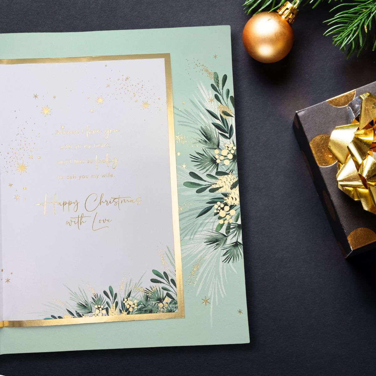 Wife Large Christmas Card - Aqua Heart